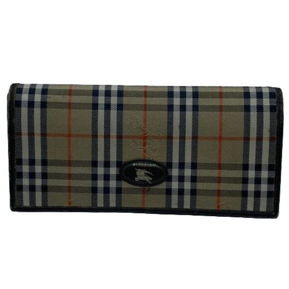 Authentic Vintage Burberry Canvas Nova Check Slim Long Wallet *WORN* - Picture 1 of 12